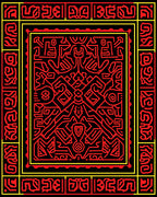 Bold Red Abstract Geometric Frame Rug