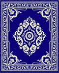 Royal Blue Floral Medallion Border Rug