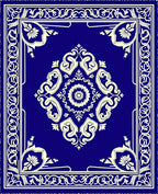 Royal Blue Floral Medallion Border Rug