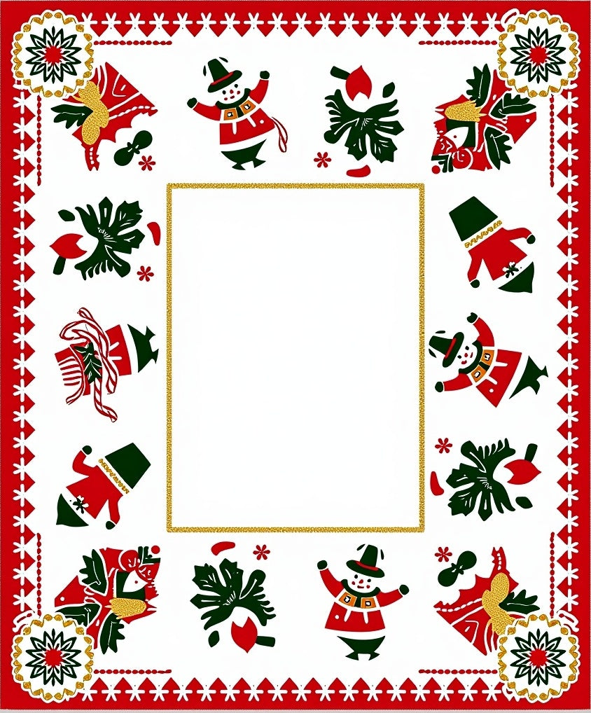 Jolly Snowmen Christmas Tree Border Rug