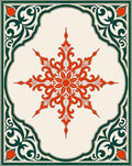 Crimson Starburst Floral Frame Rug