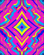 Vibrant Hot Pink Geometric Diamond Fusion Rug