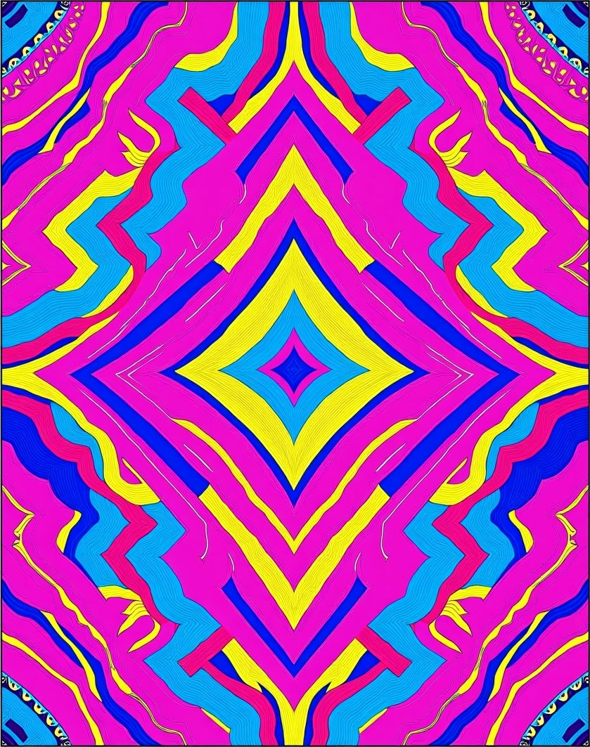 Vibrant Hot Pink Geometric Diamond Fusion Rug