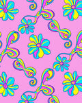 Vibrant Pink Groovy Floral Swirls Rug