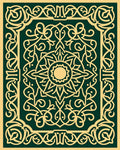 Gold Emerald Filigree Sunburst Rug