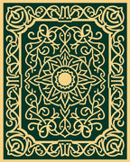 Gold Emerald Filigree Sunburst Rug