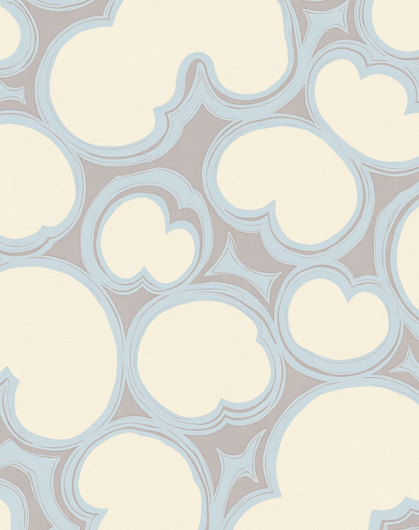Cream Sky Blue Cloud Shapes Rug
