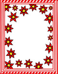 Bold Red Starburst Floral Border Rug