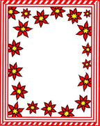 Bold Red Starburst Floral Border Rug
