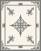 Elegant Beige Scrollwork Medallion Rug