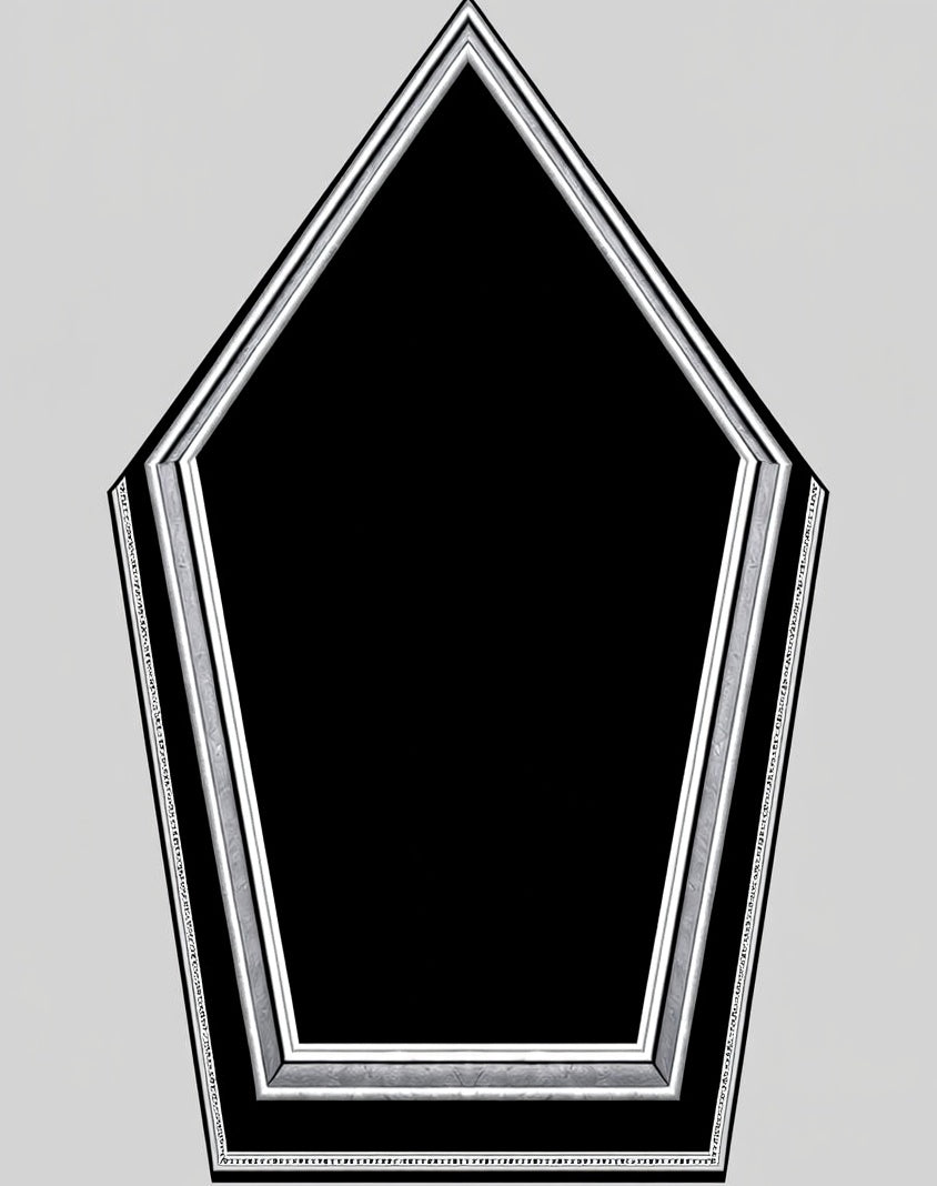 Modern Geometric Pentagon Black Silver Rug