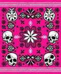 Fuchsia Skulls Floral Mandala Border Rug