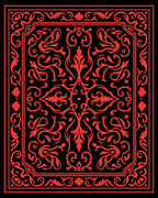 Red Acanthus Scroll Border Art Rug