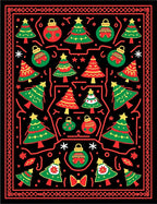 Holiday Christmas Tree Ornaments Festive Rug