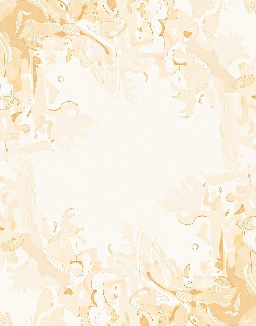 Cream Abstract Organic Line Art Rug