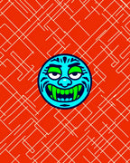 Jolly Blue Faced Monster Abstract Rug