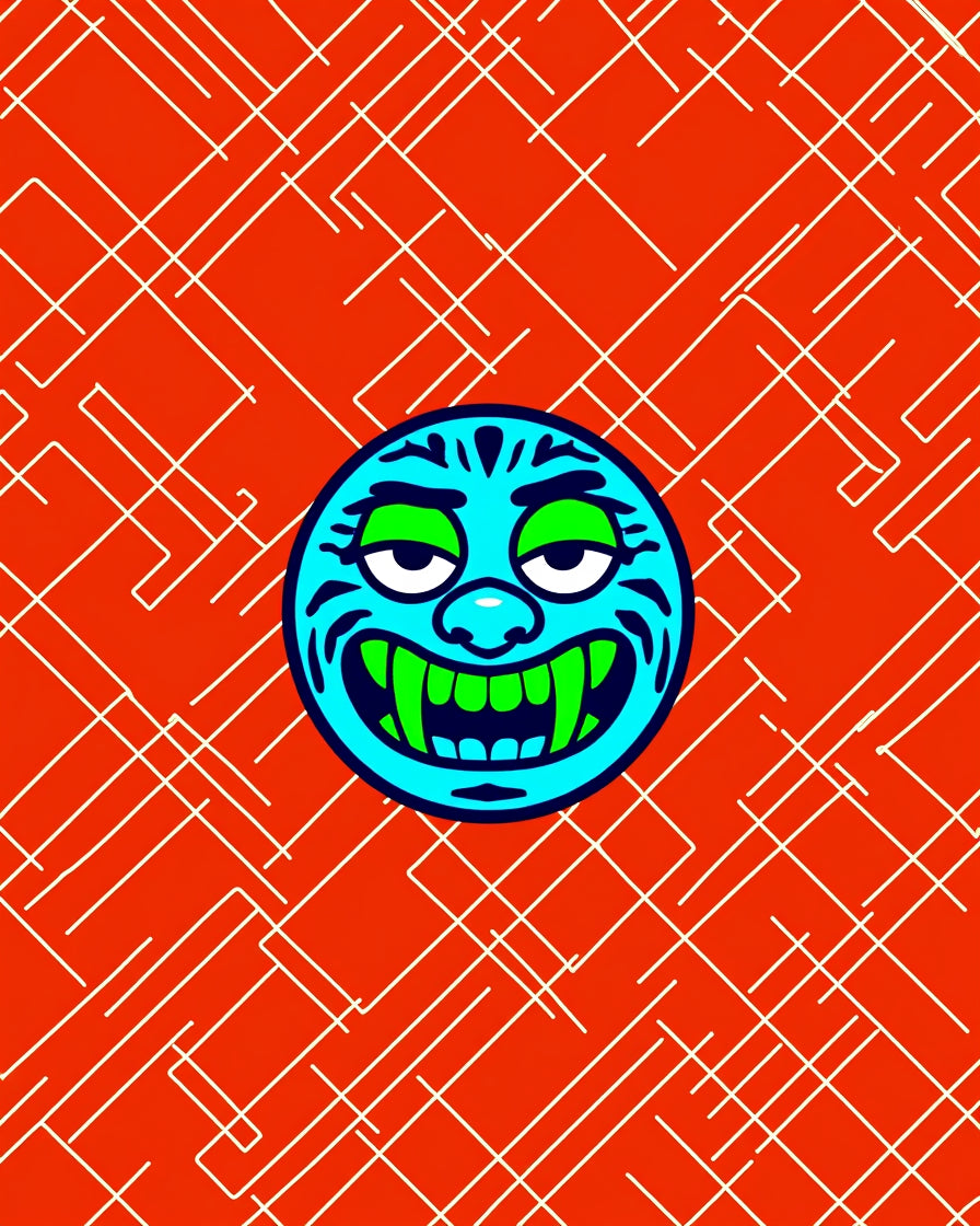 Jolly Blue Faced Monster Abstract Rug