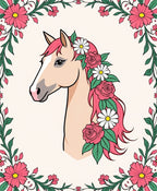 Pink Floral Horse Meadow Portrait Rug