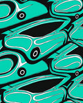 Bold Teal Abstract Swirls Rug