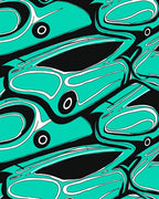 Bold Teal Abstract Swirls Rug
