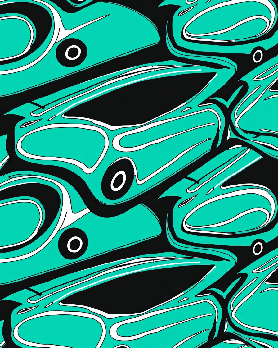 Bold Teal Abstract Swirls Rug
