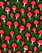 Red White Spotted Mushroom Forest Rug