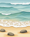 Serene Ocean Waves Beach Stones Rug