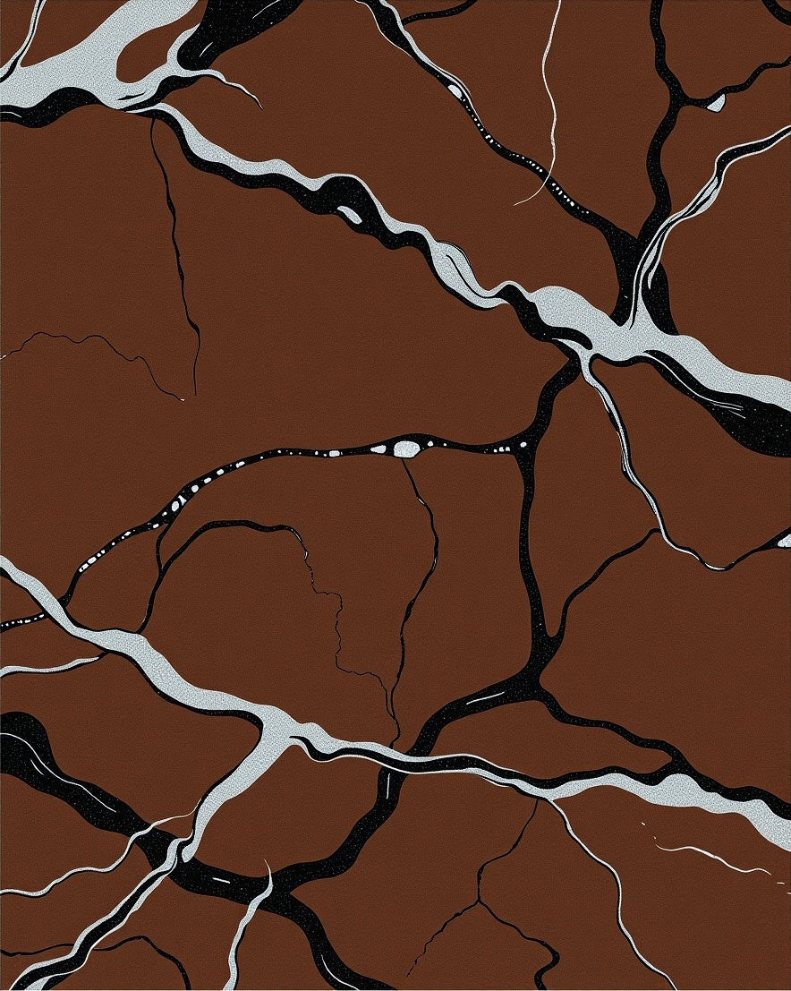 Brown veined abstract organic texture Rug