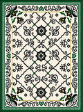 Bold Black Green Ivory Lattice Rug