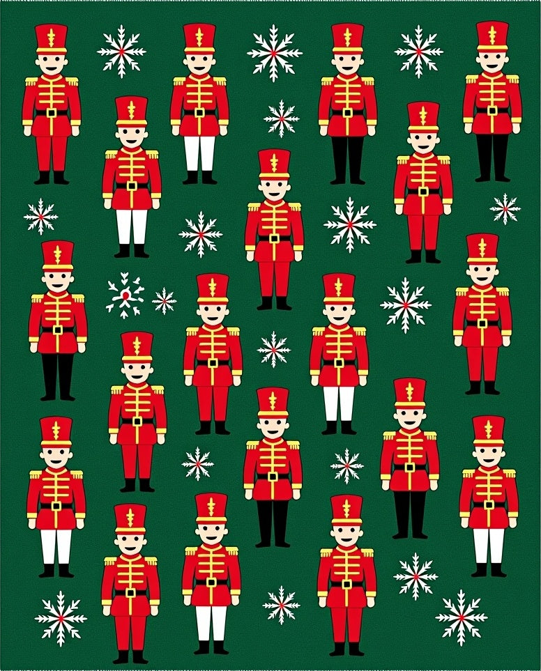 Red Green Nutcracker Snowflakes Christmas Rug