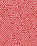 Vivid Red White Intertwined Maze Rug