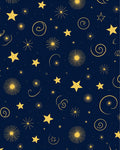 Golden Night Stars Swirls Abstract Rug