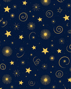 Golden Night Stars Swirls Abstract Rug