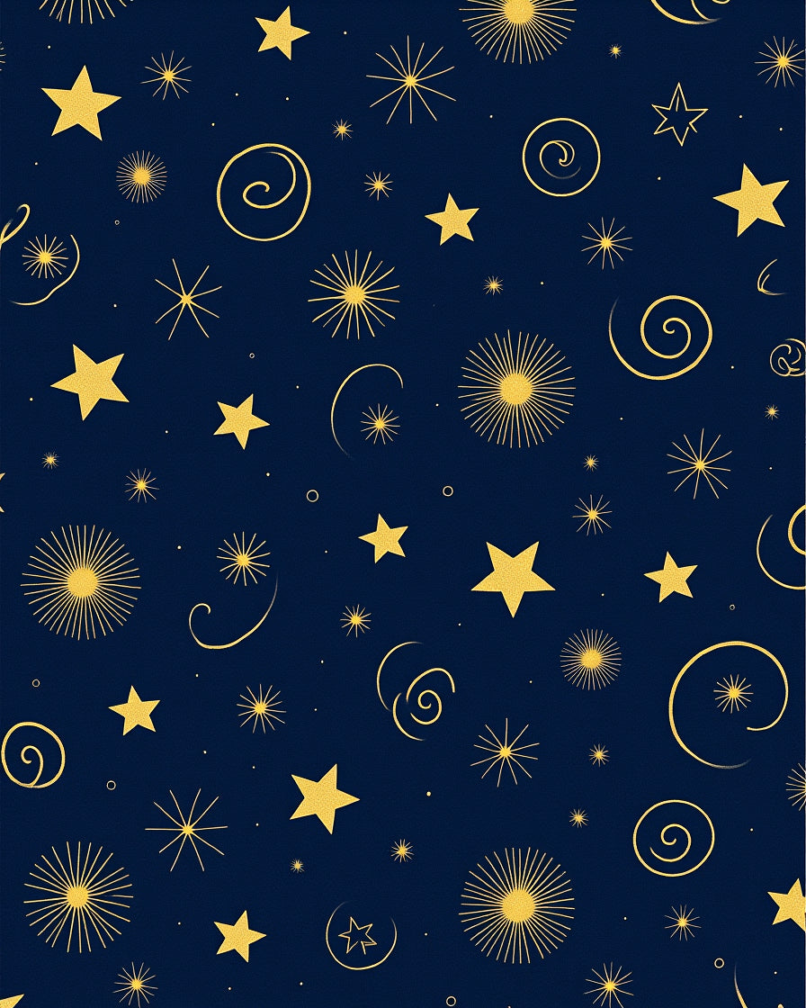 Golden Night Stars Swirls Abstract Rug
