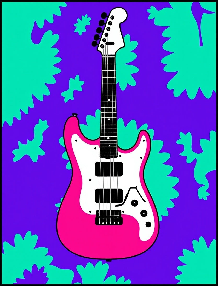 Electric Pink Guitar Psychedelic Bloom Rug