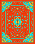 Coral Aqua Yellow Floral Medallion Rug