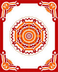 Vibrant Red Orange Floral Medallion Border Rug
