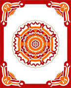 Vibrant Red Orange Floral Medallion Border Rug