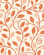 Crimson Leaf Branch Vine Swirl Rug
