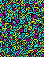 Radical Neon Swirls and Triangles Rug