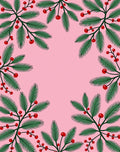 Pink Green Berry Sprig Border Rug