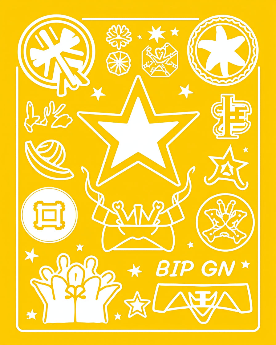 Yellow Star Collage Icon Arrangement Rug