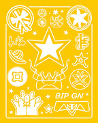 Yellow Star Collage Icon Arrangement Rug