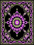 Bold Black Magenta Floral Medallion Rug