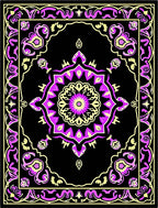Bold Black Magenta Floral Medallion Rug