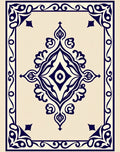 Navy Blue Cream Floral Medallion Frame Rug