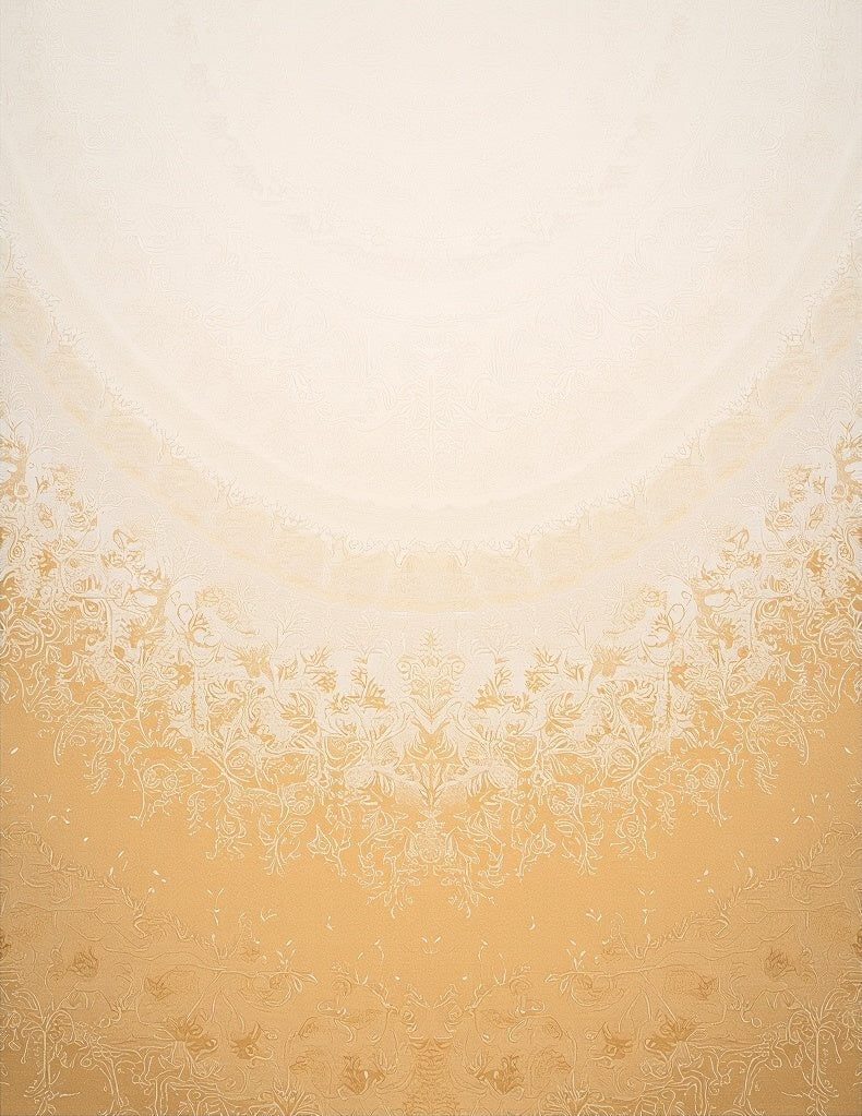 Golden Beige Floral Mandala Rug