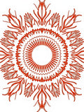Fiery Red Radial Sunburst Mandala Rug