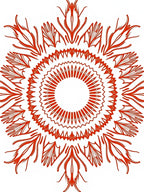 Fiery Red Radial Sunburst Mandala Rug