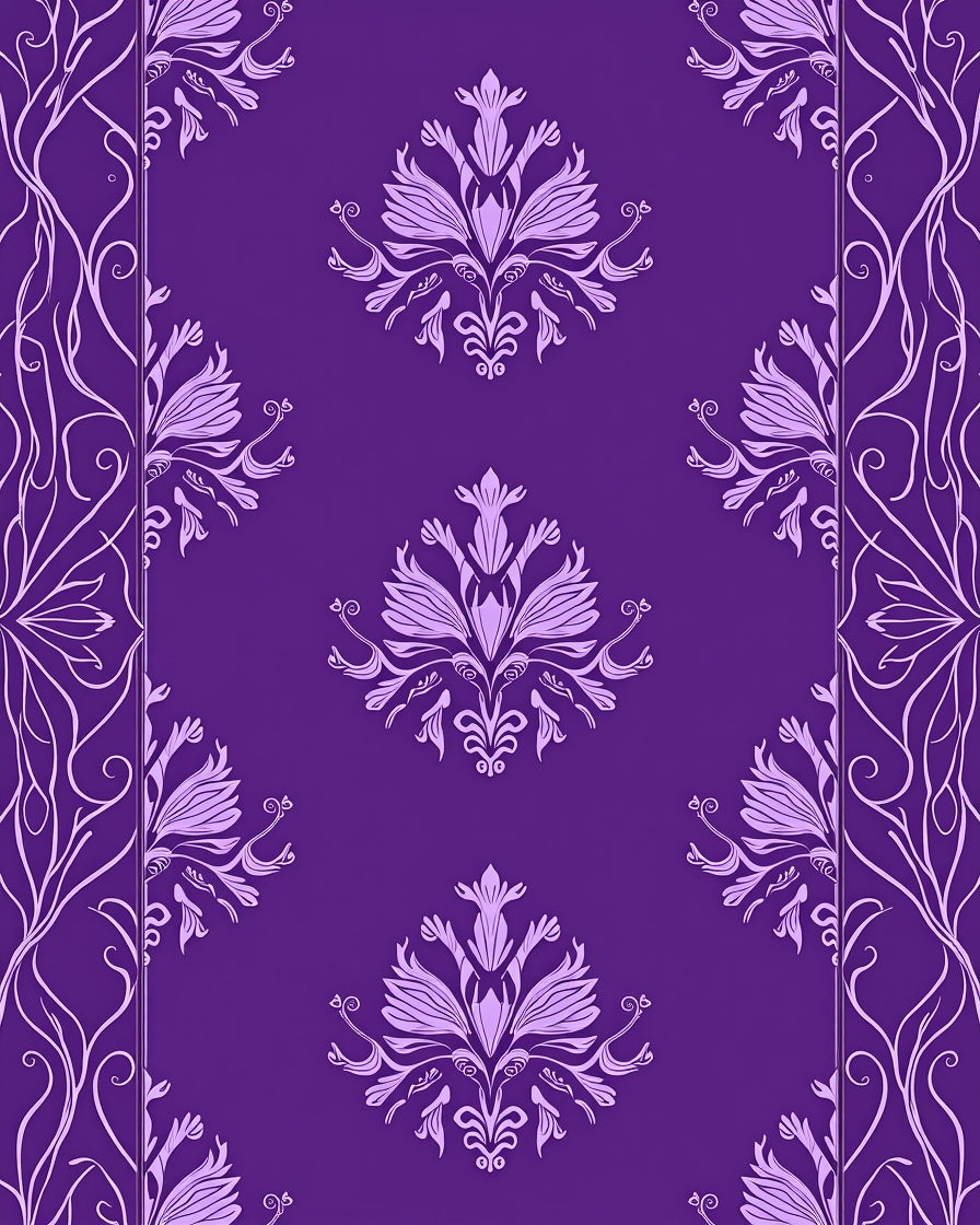Regal Purple Floral Damask Rug